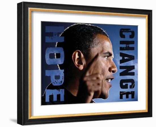 Barack Obama: Hope, Change-null-Framed Art Print