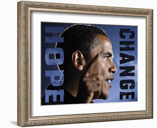 Barack Obama: Hope, Change-null-Framed Giclee Print