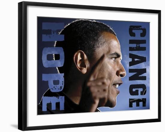 Barack Obama: Hope, Change-Celebrity Photography-Framed Art Print