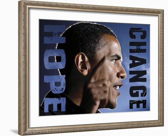 Barack Obama: Hope, Change-Celebrity Photography-Framed Art Print