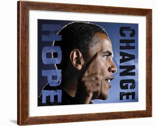 Barack Obama: Hope, Change-Celebrity Photography-Framed Art Print