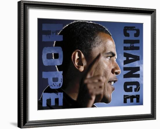 Barack Obama: Hope, Change-Celebrity Photography-Framed Art Print