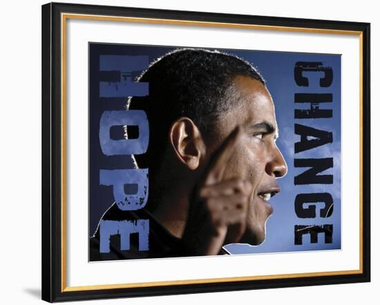 Barack Obama: Hope, Change-Celebrity Photography-Framed Art Print