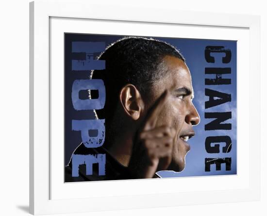 Barack Obama: Hope, Change-Celebrity Photography-Framed Art Print