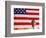 Barack Obama in front of US Flag, Flint, MI-null-Framed Photographic Print