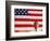 Barack Obama in front of US Flag, Flint, MI-null-Framed Photographic Print