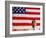 Barack Obama in front of US Flag, Flint, MI-null-Framed Photographic Print