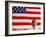 Barack Obama in front of US Flag, Flint, MI-null-Framed Photographic Print