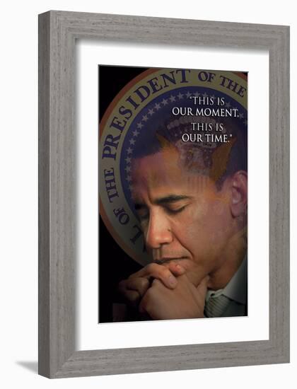 Barack Obama - This Is Our Moment, This Is Our Time-null-Framed Art Print