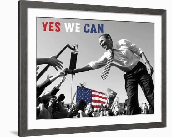 Barack Obama: Yes We Can (crowd)-Celebrity Photography-Framed Art Print