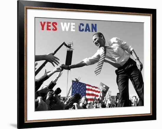 Barack Obama: Yes We Can (crowd)-Celebrity Photography-Framed Art Print