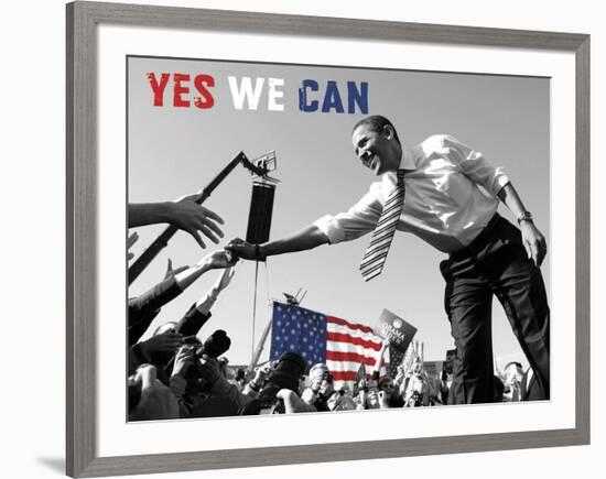 Barack Obama: Yes We Can (crowd)-Celebrity Photography-Framed Art Print