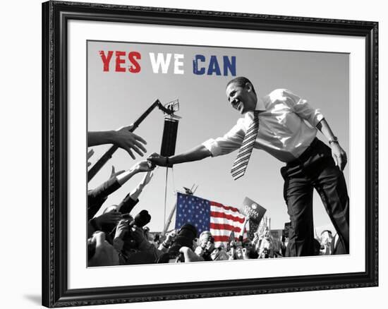 Barack Obama: Yes We Can (crowd)-Celebrity Photography-Framed Art Print