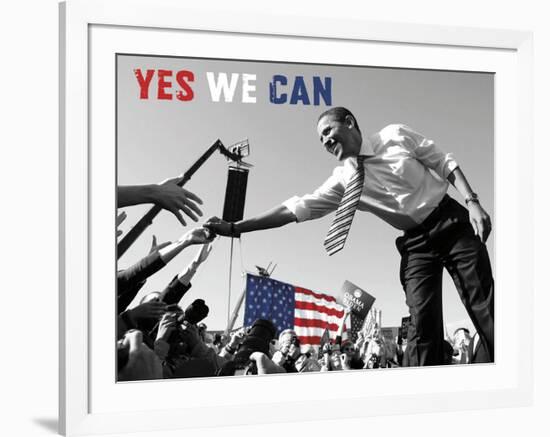 Barack Obama: Yes We Can (crowd)-Celebrity Photography-Framed Art Print