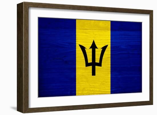 Barbados Flag Design with Wood Patterning - Flags of the World Series-Philippe Hugonnard-Framed Art Print