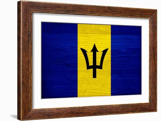 Barbados Flag Design with Wood Patterning - Flags of the World Series-Philippe Hugonnard-Framed Art Print