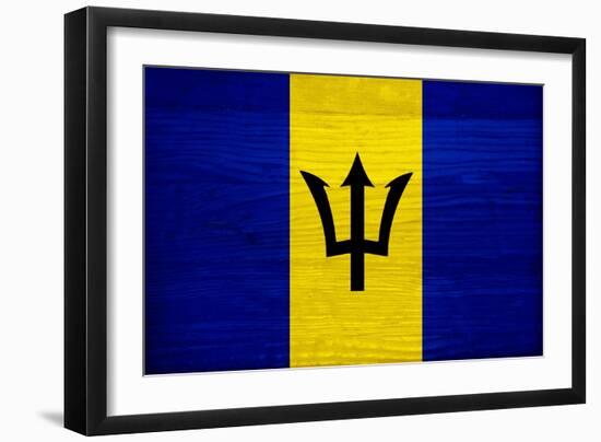 Barbados Flag Design with Wood Patterning - Flags of the World Series-Philippe Hugonnard-Framed Art Print