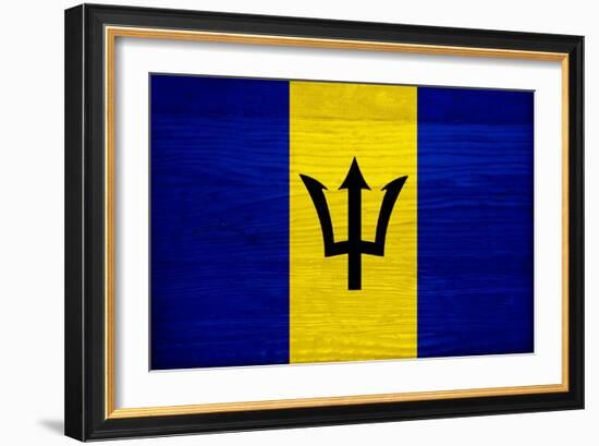 Barbados Flag Design with Wood Patterning - Flags of the World Series-Philippe Hugonnard-Framed Art Print