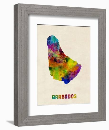 Barbados Watercolor Map-Michael Tompsett-Framed Premium Giclee Print