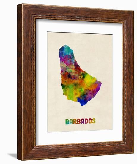 Barbados Watercolor Map-Michael Tompsett-Framed Premium Giclee Print