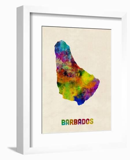 Barbados Watercolor Map-Michael Tompsett-Framed Premium Giclee Print