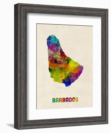 Barbados Watercolor Map-Michael Tompsett-Framed Art Print