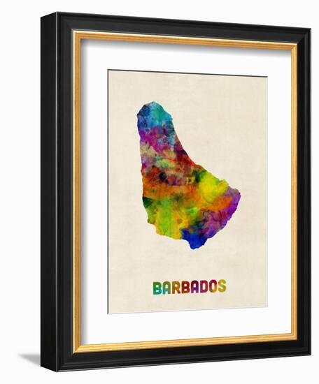 Barbados Watercolor Map-Michael Tompsett-Framed Art Print