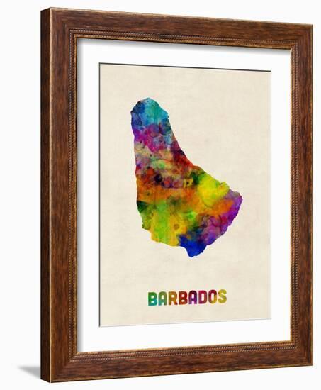 Barbados Watercolor Map-Michael Tompsett-Framed Art Print