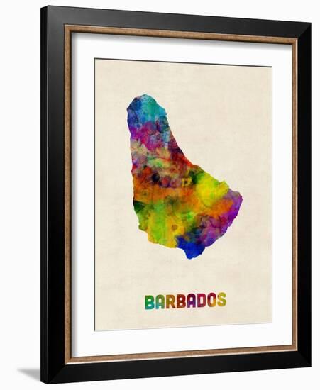 Barbados Watercolor Map-Michael Tompsett-Framed Art Print