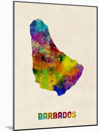 Barbados Watercolor Map-Michael Tompsett-Mounted Art Print