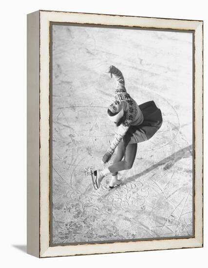 Barbara Ann Scott Making School Figures at the World Figure Skating Contest-Tony Linck-Framed Premier Image Canvas