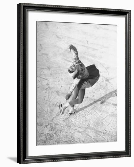 Barbara Ann Scott Making School Figures at the World Figure Skating Contest-Tony Linck-Framed Premium Photographic Print