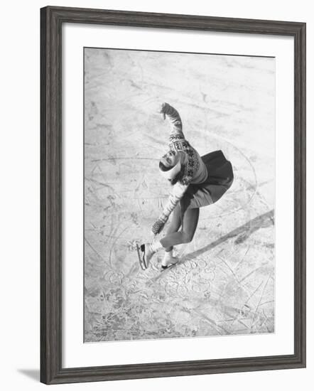 Barbara Ann Scott Making School Figures at the World Figure Skating Contest-Tony Linck-Framed Premium Photographic Print