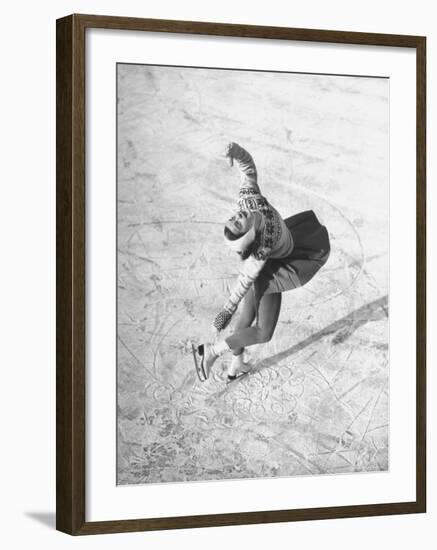 Barbara Ann Scott Making School Figures at the World Figure Skating Contest-Tony Linck-Framed Premium Photographic Print