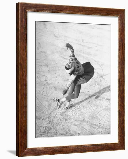 Barbara Ann Scott Making School Figures at the World Figure Skating Contest-Tony Linck-Framed Premium Photographic Print