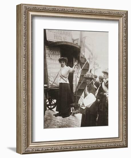 Barbara Ayrton, British suffragette, campaigning on the Votes for Women bus, October 1909-Unknown-Framed Photographic Print