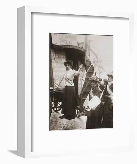 Barbara Ayrton, British suffragette, campaigning on the Votes for Women bus, October 1909-Unknown-Framed Photographic Print