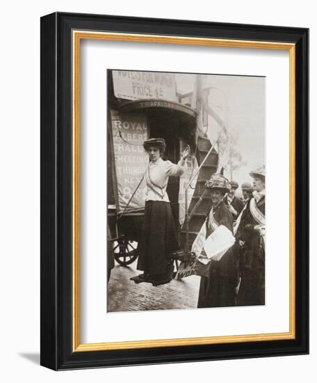 Barbara Ayrton, British suffragette, campaigning on the Votes for Women bus, October 1909-Unknown-Framed Photographic Print