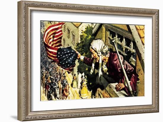 Barbara Frietchie Calling to General Sonewell Jackson During the American Civil War-McConnell-Framed Giclee Print