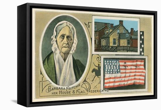 Barbara Fritchie Flag, Portrait and House-null-Framed Stretched Canvas