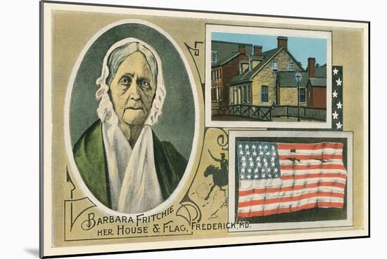 Barbara Fritchie Flag, Portrait and House-null-Mounted Art Print