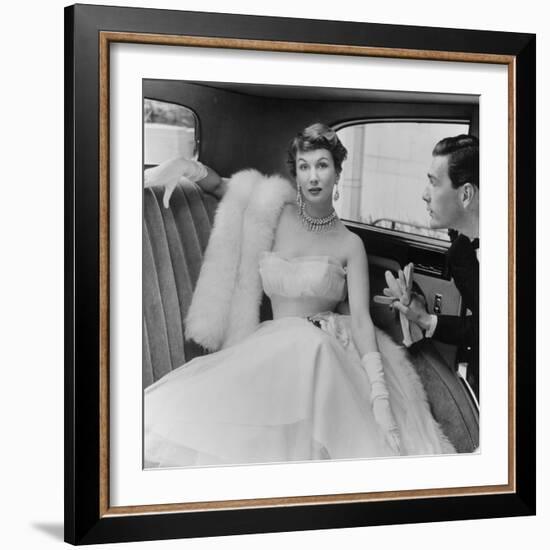 Barbara Goalen in a Julian Rose Evening Dress with Tommy Kyle, 1950-John French-Framed Giclee Print