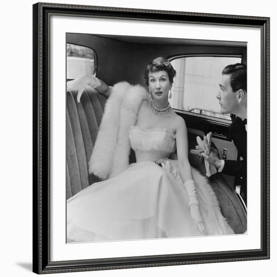 Barbara Goalen in a Julian Rose Evening Dress with Tommy Kyle, 1950-John French-Framed Giclee Print