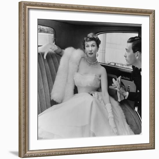 Barbara Goalen in a Julian Rose Evening Dress with Tommy Kyle, 1950-John French-Framed Giclee Print