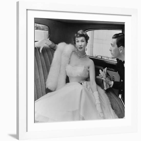 Barbara Goalen in a Julian Rose Evening Dress with Tommy Kyle, 1950-John French-Framed Giclee Print