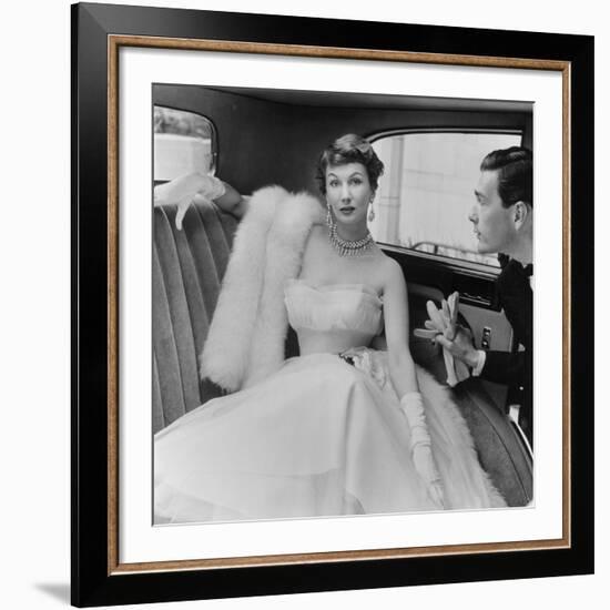 Barbara Goalen in a Julian Rose Evening Dress with Tommy Kyle, 1950-John French-Framed Giclee Print