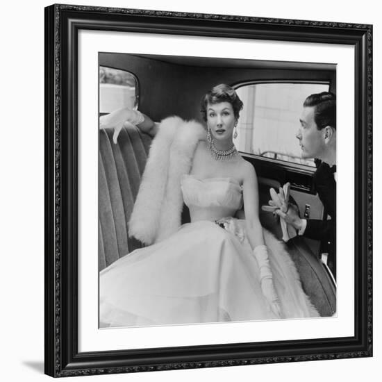 Barbara Goalen in a Julian Rose Evening Dress with Tommy Kyle, 1950-John French-Framed Giclee Print