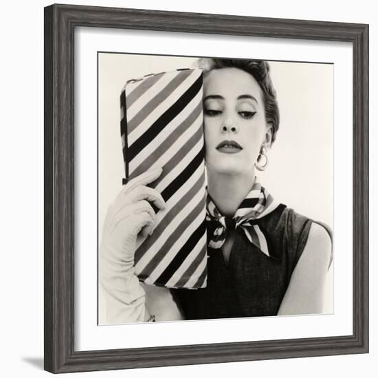 Barbara Miura with Madame Crystal Handbag and Neck Tie, 1953-John French-Framed Premium Giclee Print