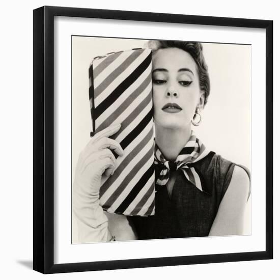 Barbara Miura with Madame Crystal Handbag and Neck Tie, 1953-John French-Framed Premium Giclee Print