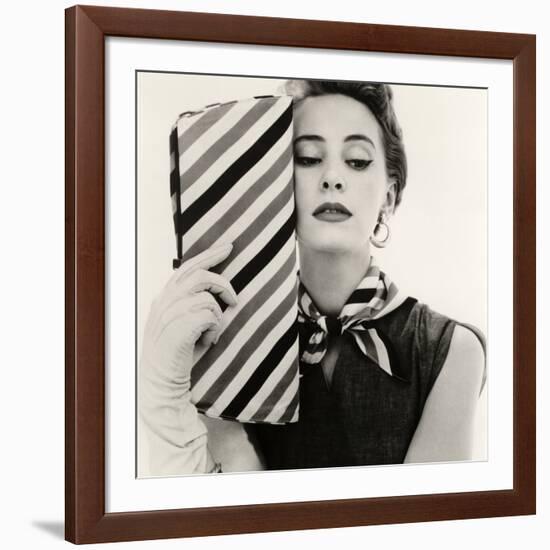 Barbara Miura with Madame Crystal Handbag and Neck Tie, 1953-John French-Framed Giclee Print